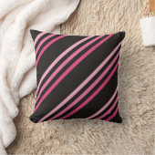 黒とピンクの対角ストライプのMOJO枕 クッション (ブランケット)