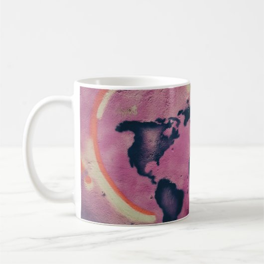 黒とピンクの抽象芸術芸術 コーヒーマグカップ (左)