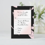 黒とピンクの抽象芸術音楽RSVP wメニュー選択 出欠カード (スタンド正面)