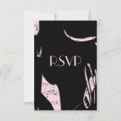 黒とピンクの抽象芸術音楽RSVP wメニュー選択 出欠カード (裏面)