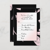 黒とピンクの抽象芸術音楽RSVP wメニュー選択 出欠カード (正面/裏面)