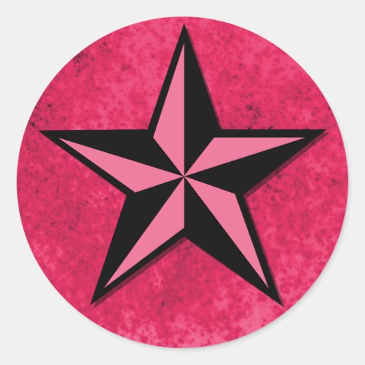 黒とピンクの星 ラウンドシール (正面)