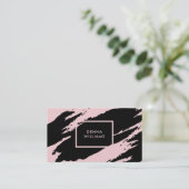 黒とピンクの汚れたブラシストローク 名刺 (スタンド正面)