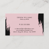 黒とピンクの汚れたブラシストローク 名刺 (裏面)