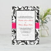 黒とピンクの渦巻き結婚式招待状 招待状 (スタンド正面)