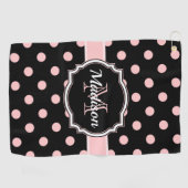 黒とピンクの点 ゴルフタオル (横)