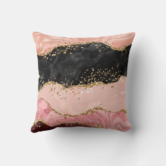 黒とピンクの続編が重なり合う クッション (裏面)