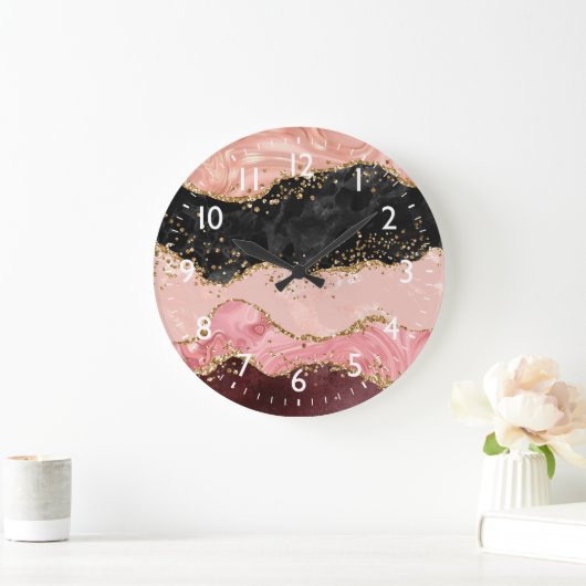 黒とピンクの続編が重なり合う ラージ壁時計 (ホーム)