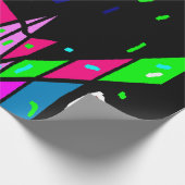 黒とピンクの緑の青の模様の贈ファンキーり物 ラッピングペーパー (角)