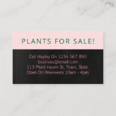 黒とピンクの自家栽培の多肉植物 名刺 (裏面)