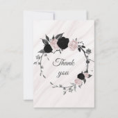 黒とピンクの花ボタニカル大理石あなた感謝していはすることができる サンキューカード (正面)