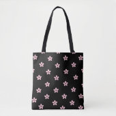 黒とピンクの花柄  トートバッグ (正面)
