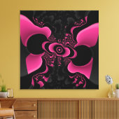 黒とピンクの蝶フラクタル キャンバスプリント (インサイチュ (リビング))
