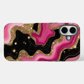 黒とピンクの金ゴールド瑪瑙 Case-Mate iPhoneケース (裏面 (横))