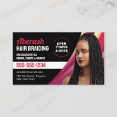 黒とピンクの髪編みサロン 写真を追加 名刺 (正面)