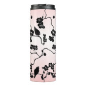 黒とピンクの鳥とさくらんぼの花  タンブラー (裏面)