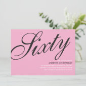 黒とピンクの60歳の誕生日パーティー招待状 招待状 (スタンド正面)