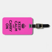 黒とピンクのKeep Calm and Carry Onラゲッジタグ ラゲッジタグ (正面横)