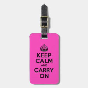 黒とピンクのKeep Calm and Carry Onラゲッジタグ ラゲッジタグ