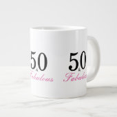 黒とピンク50と素晴らしい50誕生日 ジャンボコーヒーマグカップ (正面右)