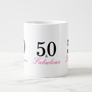 黒とピンク50と素晴らしい50誕生日 ジャンボコーヒーマグカップ