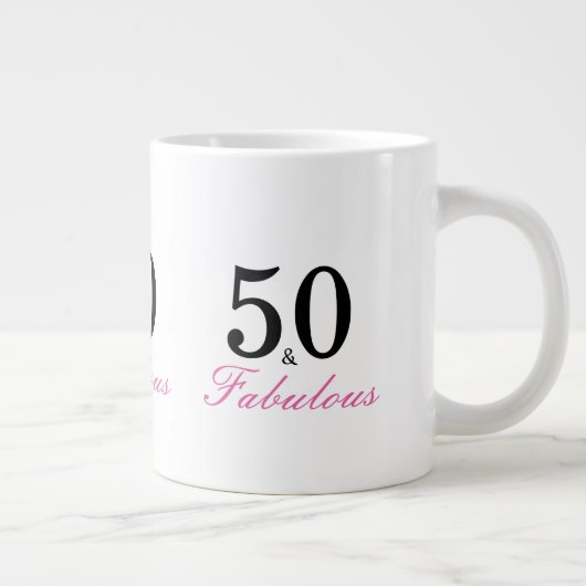 黒とピンク50と素晴らしい50誕生日 ジャンボコーヒーマグカップ (右)