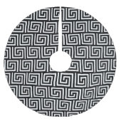 黒とファンシー白のギリシャ鍵クリスマスツリースカート ブラッシュドポリエステルツリースカート (正面)