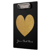 黒とフェイク金ゴールドのグリッターハート クリップボード (左)