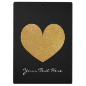 黒とフェイク金ゴールドのグリッターハート クリップボード (裏面)