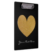 黒とフェイク金ゴールドのグリッターハート クリップボード (右)