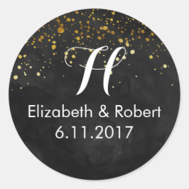 黒とフェイク金ゴールドグリッター ラウンドシール