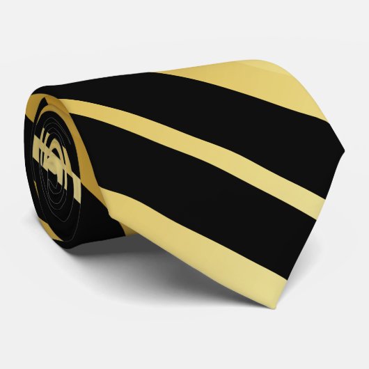 黒とフェイク金ゴールドストライプ ネクタイ (ロール)