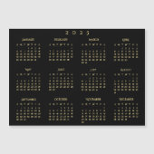 黒とフェイク金ゴールド2025磁気カレンダーカード (正面)