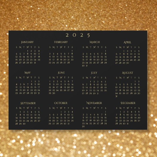 黒とフェイク金ゴールド2025磁気カレンダーカード