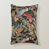 黒とフローラバードアート アクセントクッション (正面(垂直))