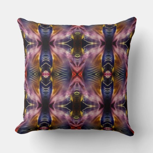 黒とブルゴーニュで膨らんだ絹のような反復 クッション (正面)