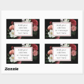 黒とブルゴーニュのバラフレーム出荷ラベル 長方形シール (シート)