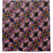 黒とブルゴーニュの絹のような繰り返しが膨らんだ シャワーカーテン (正面)