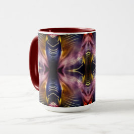 黒とブルゴーニュの絹のような繰り返しが膨らんだ マグカップ