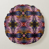 黒とブルゴーニュの絹のような繰り返しが膨らんだ ラウンドクッション (正面)