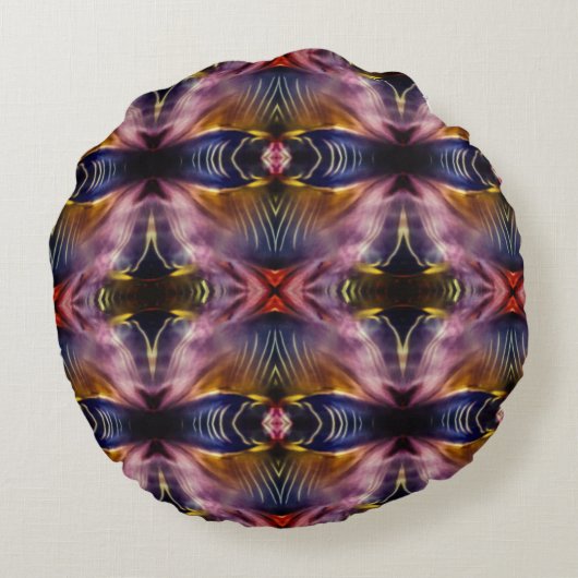 黒とブルゴーニュの絹のような繰り返しが膨らんだ ラウンドクッション (裏面)