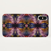 黒とブルゴーニュの絹のような繰り返しが膨らんだ Case-Mate iPhoneケース (裏面(横))