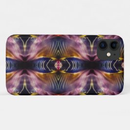 黒とブルゴーニュの絹のような繰り返しが膨らんだ iPhone 11 ケース