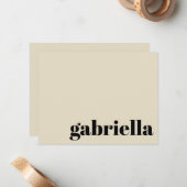 黒とベージュのはっきりしたタイポグラフィパーソナライズされた名 ノートカード (正面/裏面インサイチュ)