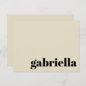 黒とベージュのはっきりしたタイポグラフィパーソナライズされた名 ノートカード (正面/裏面)