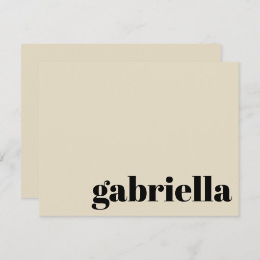 黒とベージュのはっきりしたタイポグラフィパーソナライズされた名 ノートカード (正面/裏面)