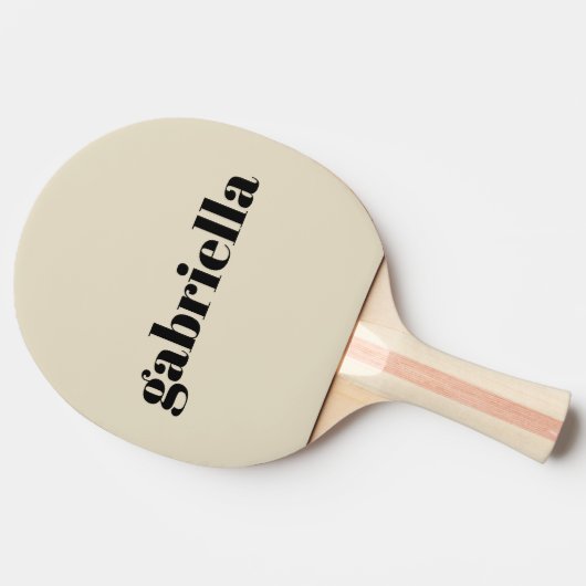 黒とベージュのはっきりしたタイポグラフィパーソナライズされた名 卓球ラケット (横)
