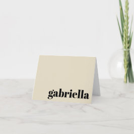 黒とベージュのはっきりしたタイポグラフィモノグラムの名 ノートカード