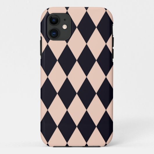 黒とベージュのアーガイルダイヤストライプモンド Case-Mate iPhoneケース (裏面)
