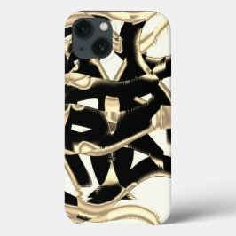 黒とベージュのスクラップまたはテープを破壊澄んした iPhone 13ケース